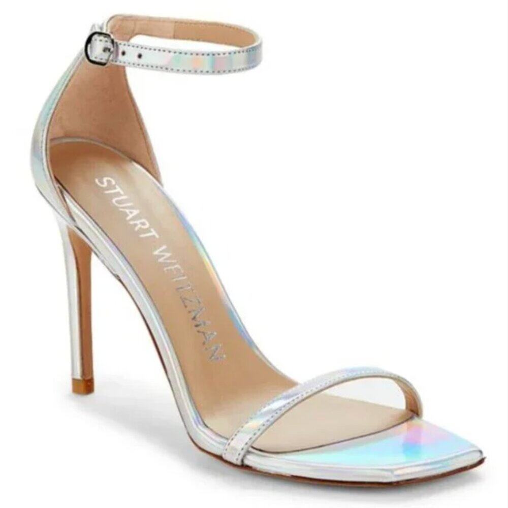 Stuart Weitzman Nudist Curve Square Stiletto Sandals Size 8.5